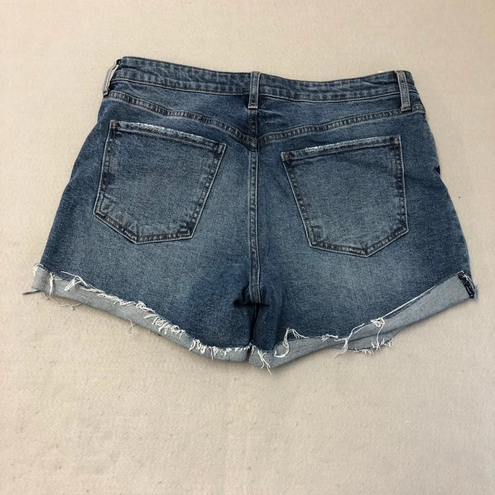 Kut From The‎ Kloth Jane High Rise Shorts Womens 12 Blue Denim Roll Hem Festival